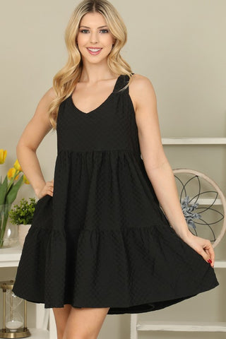 Textured Black Sleeveless Dress-Sandi's Styles
