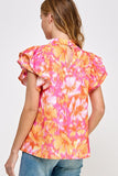 Pink and Coral abstract print top-Sandi's Styles