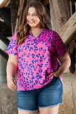 Pink and Blue Leopard Print Top Curvy-Plus-Sandi's Styles