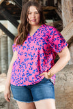 Pink and Blue Leopard Print Top Curvy-Plus-Sandi's Styles