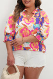 Purple Floral Print Top Curvy-Plus Top-Sandi's Styles