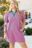 Pink And Green Stripe Dress Regular and curvy-plus-Sandi's Styles