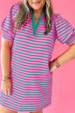 Pink And Green Stripe Dress Regular and curvy-plus-Sandi's Styles