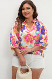 Purple Floral Print Top Curvy-Plus Top-Sandi's Styles