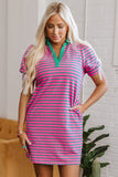 Pink And Green Stripe Dress Regular and curvy-plus-Sandi's Styles