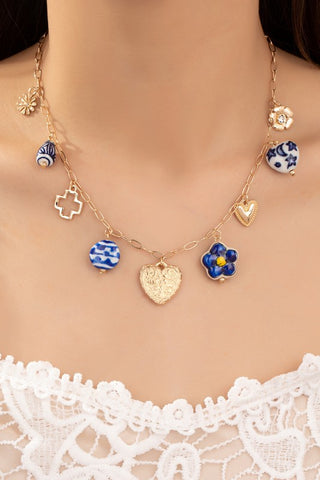 Blue blossom charm necklace-Sandi's Styles