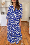 Blue and White Abstract Maxi Dress-Sandi's Styles