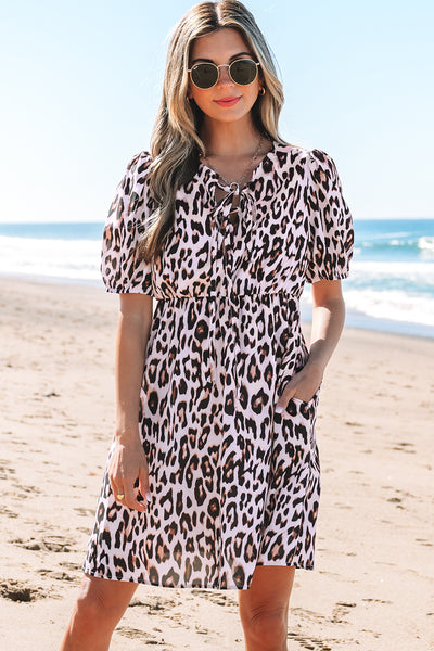 animal print holiday dress Leopard Short Sleeve Medium digital 72,900+ White Dress Beach Style:CLASSIC Rear lace