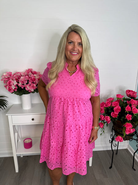 pink eyelet dress – Sandi's Styles size:US24W luxury uniform pants Plus Size Emerald Green