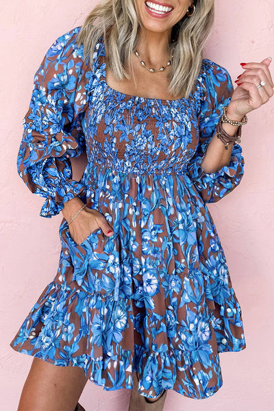 blue pattern dress Print Short by THML Penny Lane Blue Floral Print Mini Dress 100% Polyester Cold hand wash Wash colours seperate Do not twist dry me Let me drip dy in shade Yes Im drycleanable Please refer to fabric swatch image for most accurate colour Multi-Pattern Maxi, Blue
