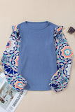 Blue Waffle Knot Top-Sandi's Styles