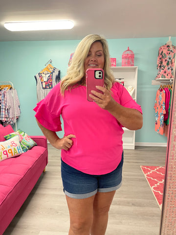 Hot pink Sandi Top in Regular and Curvy-Plus Sizes-Sandi's Styles
