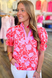 Red and Pink Floral Top-Sandi's Styles