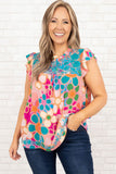 Floral Print Embroidered Curvy-Plus Top-Sandi's Styles