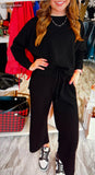 Black Textured Pant Set-Sandi's Styles