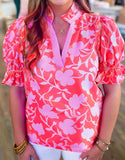Red and Pink Floral Top-Sandi's Styles