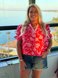 Red and Pink Floral Top-Sandi's Styles