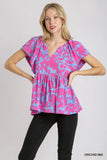 Pink and Blue Peplum Top
