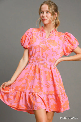 Pink and Orange Floral Dress