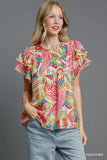 Cream Tropical Print Top