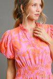 Pink and Orange Floral Dress