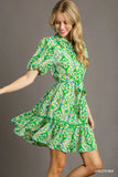 Green Mix Print Dress