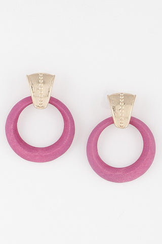 Magenta circle earrings