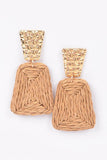 straw earrings with a gold accent