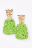 straw earrings with a gold accent