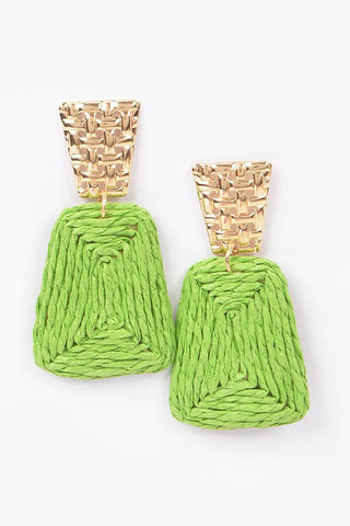 straw earrings with a gold accent