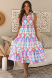 Pink and Blue Midi Dress-Sandi's Styles
