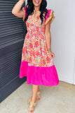 Pink Floral Midi Dress-Sandi's Styles