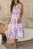 Pink and Blue Midi Dress-Sandi's Styles