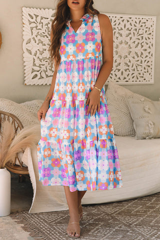 Pink and Blue Midi Dress-Sandi's Styles