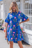 Royal Blue Floral Dress-Sandi's Styles