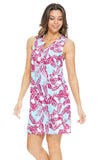 Pink and Blue Floral Sleeveless Dress
