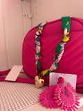 Green Print Scarf Necklace