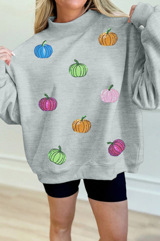 Multi Color Pumpkin Sequin Check Top