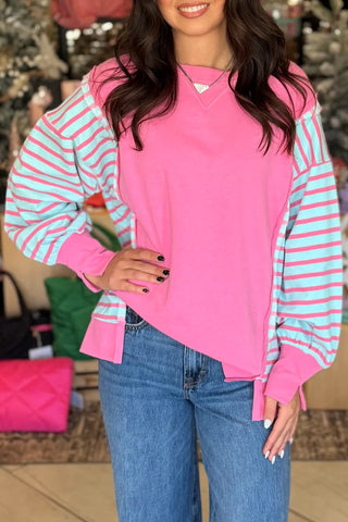 Pink and Aqua Stripe Top-Sandi's Styles