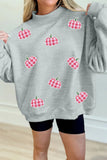 Gray with Pink Pumpkin Sequin Check Top