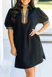 Black Dress Leopard Trim