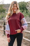 Burgundy Patchwork Top-Sandi's Styles