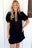 Black Dress Leopard Trim