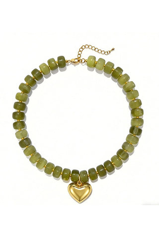 Olive Green Beaded Necklace
