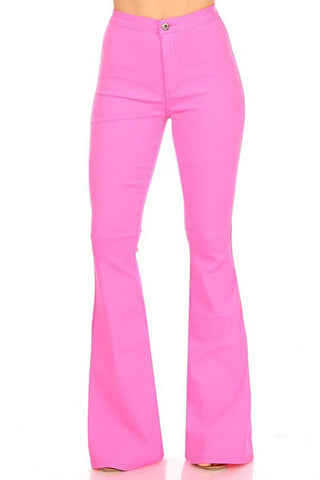 Neon Pink Flare Jeans-Sandi's Styles