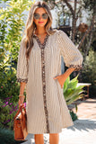 Khaki buttoned Stripe Dress-Sandi's Styles
