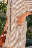 Khaki buttoned Stripe Dress-Sandi's Styles