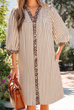 Khaki buttoned Stripe Dress-Sandi's Styles