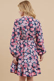 Navy and Pink Floral Dress-Sandi's Styles