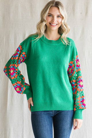 Emerald Crochet Sweater-Sandi's Styles